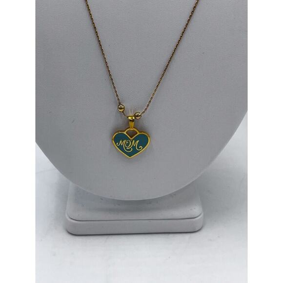 Alex and Ani Gold Adjustable Mom Heart Blue Color Infusion Gift Necklace - Picture 1 of 9